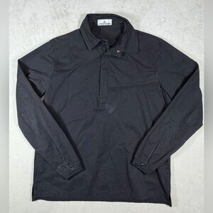 Stone Island Size Large Black Overshirt Long Sleeve Polo Pullover